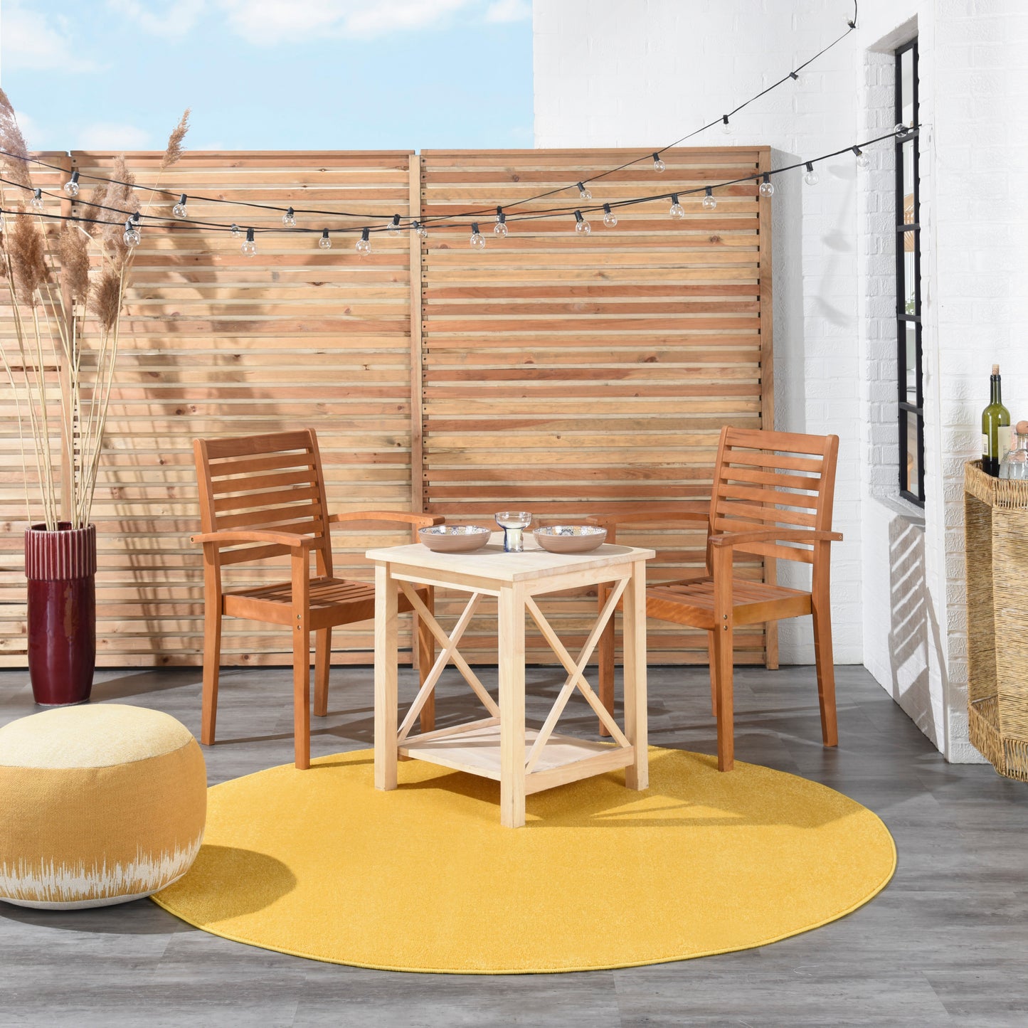 Nourison Nourison Essentials 6' x Round Yellow Outdoor Rug