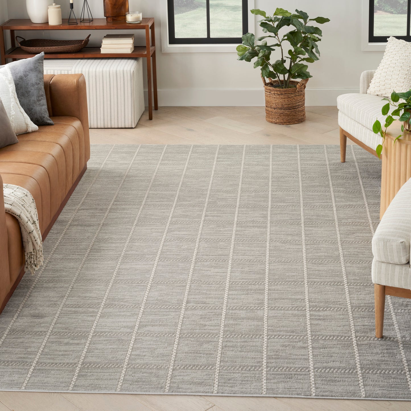 Nourison Serenity Home 7'10" x 9'10" Light Grey Modern Indoor Rug