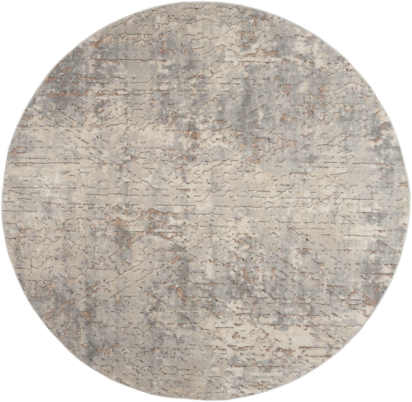 Nourison Quarry 7’10” x Round Beige Grey Modern Indoor Rug