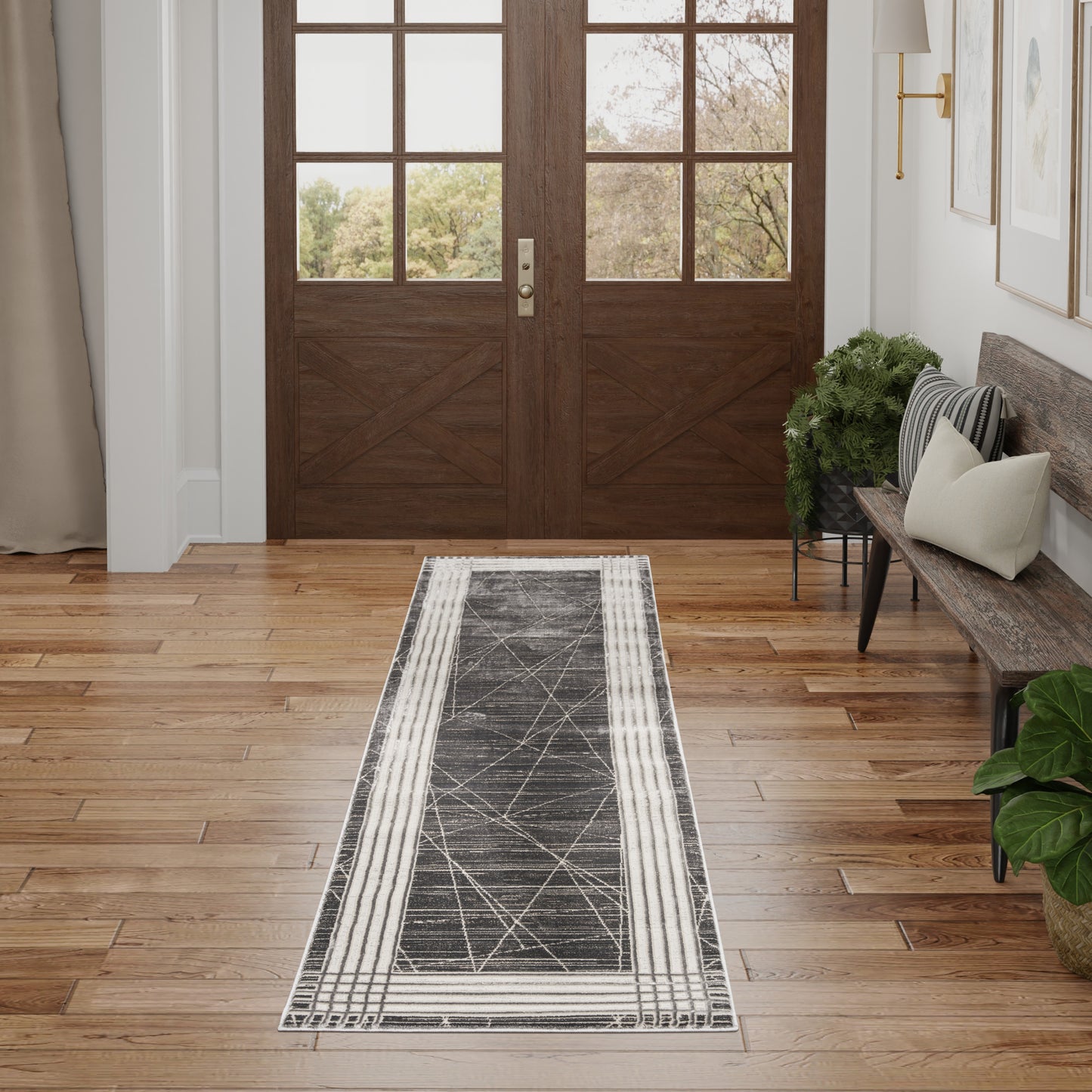 Nourison Desire 2'3" x 7'6" Charcoal Silver Modern Indoor Rug