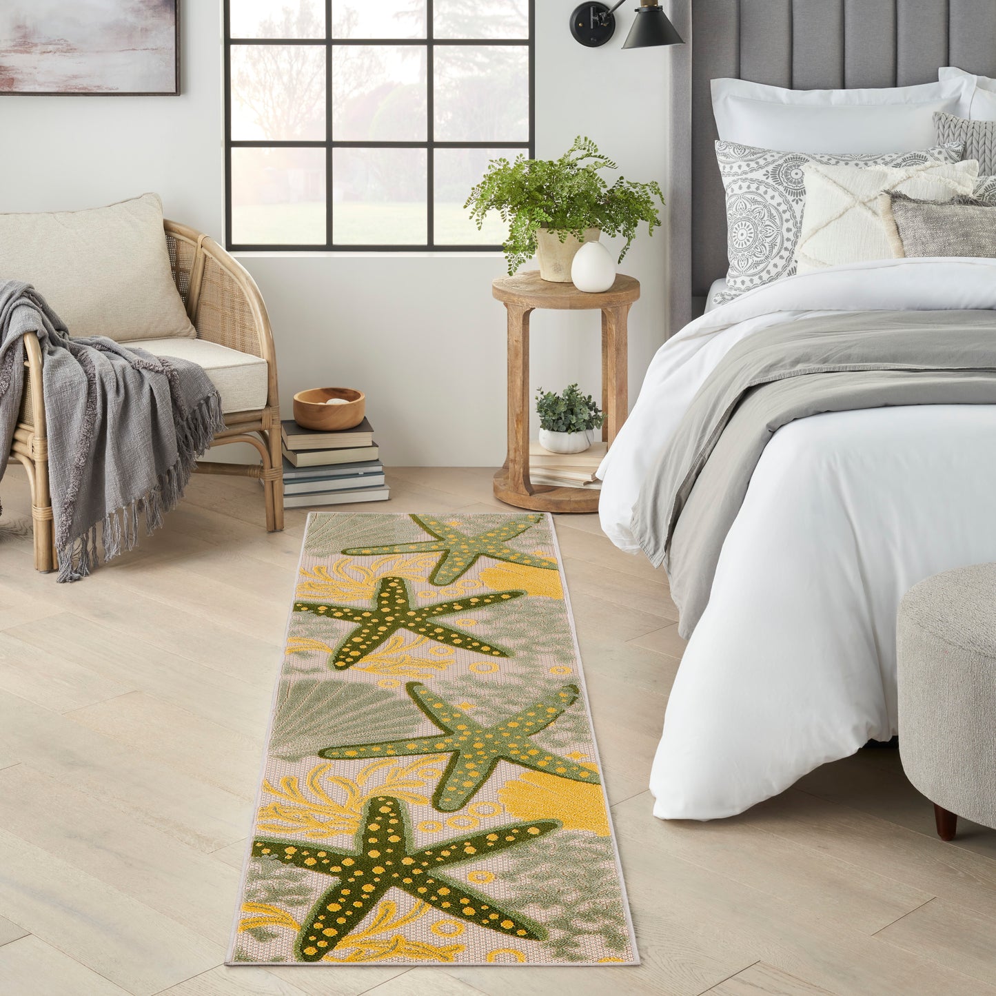 Nourison Aloha 2' x 6' Green Yellow Outdoor Rug