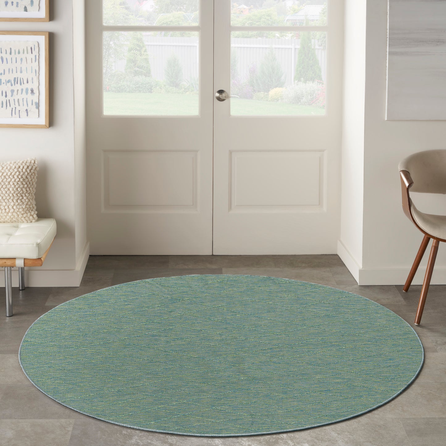 Nourison Washable Solutions 8' x Round Blue/Green Modern Rug