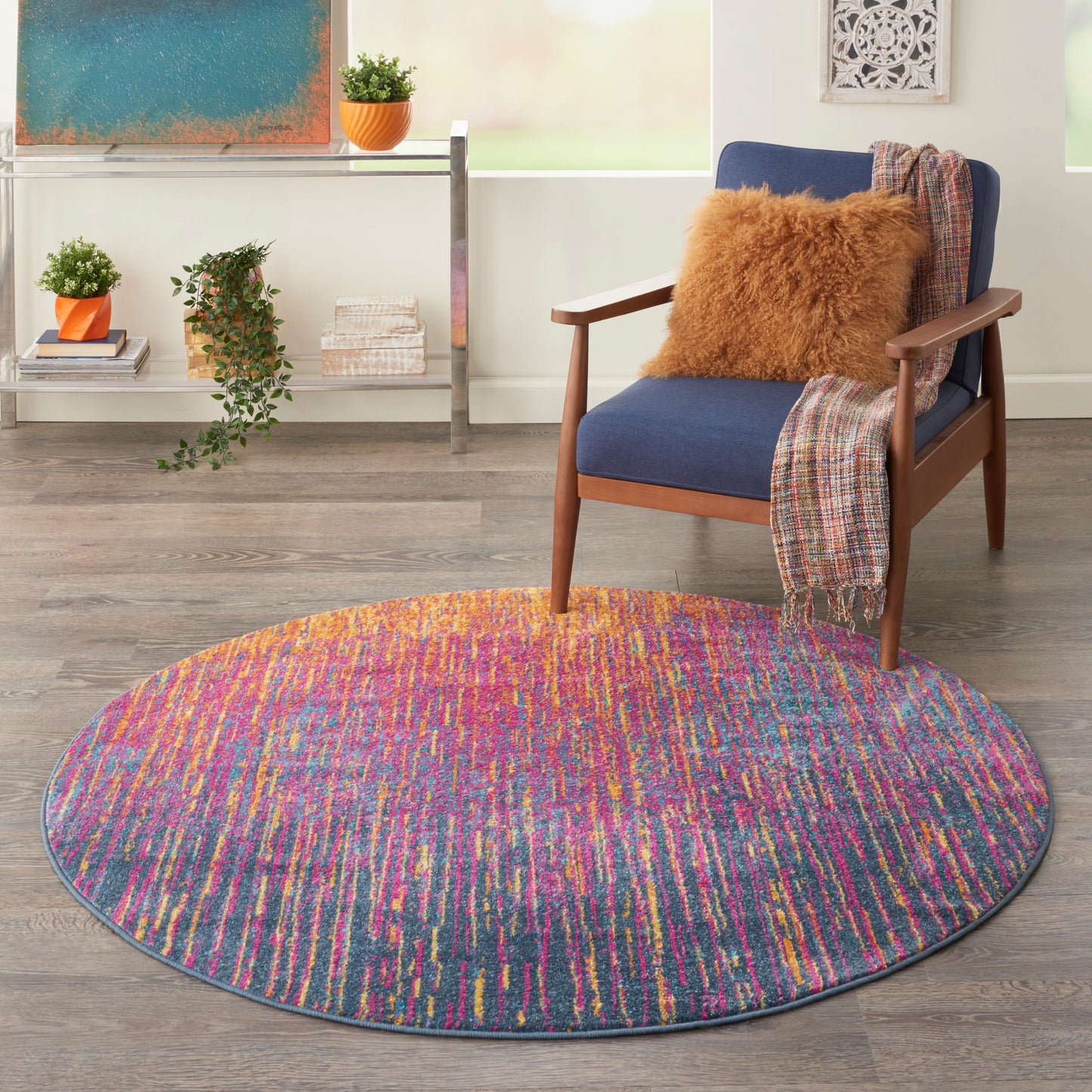 Nourison Passion 4' x Round Multicolor Modern Indoor Rug