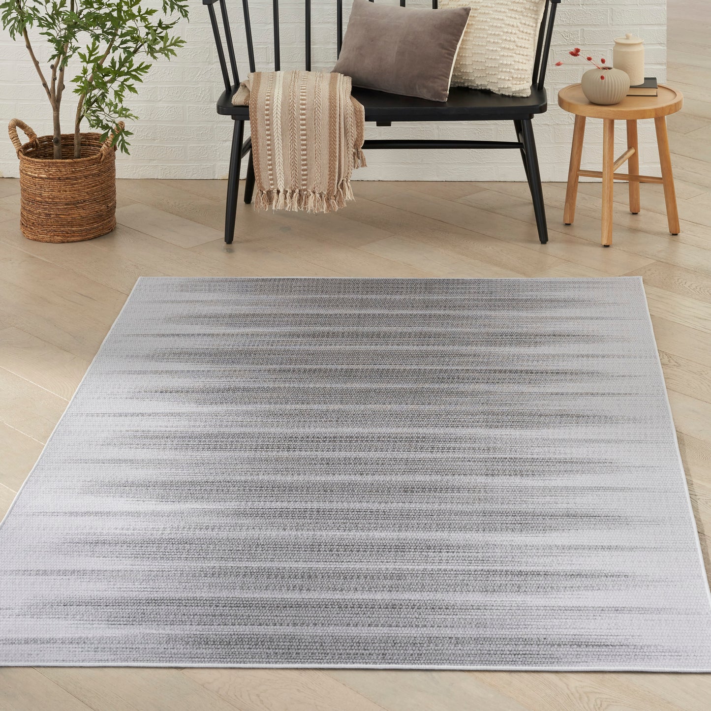 Nourison Vintage Home 3'9" x 5'9" Grey Modern Indoor Rug