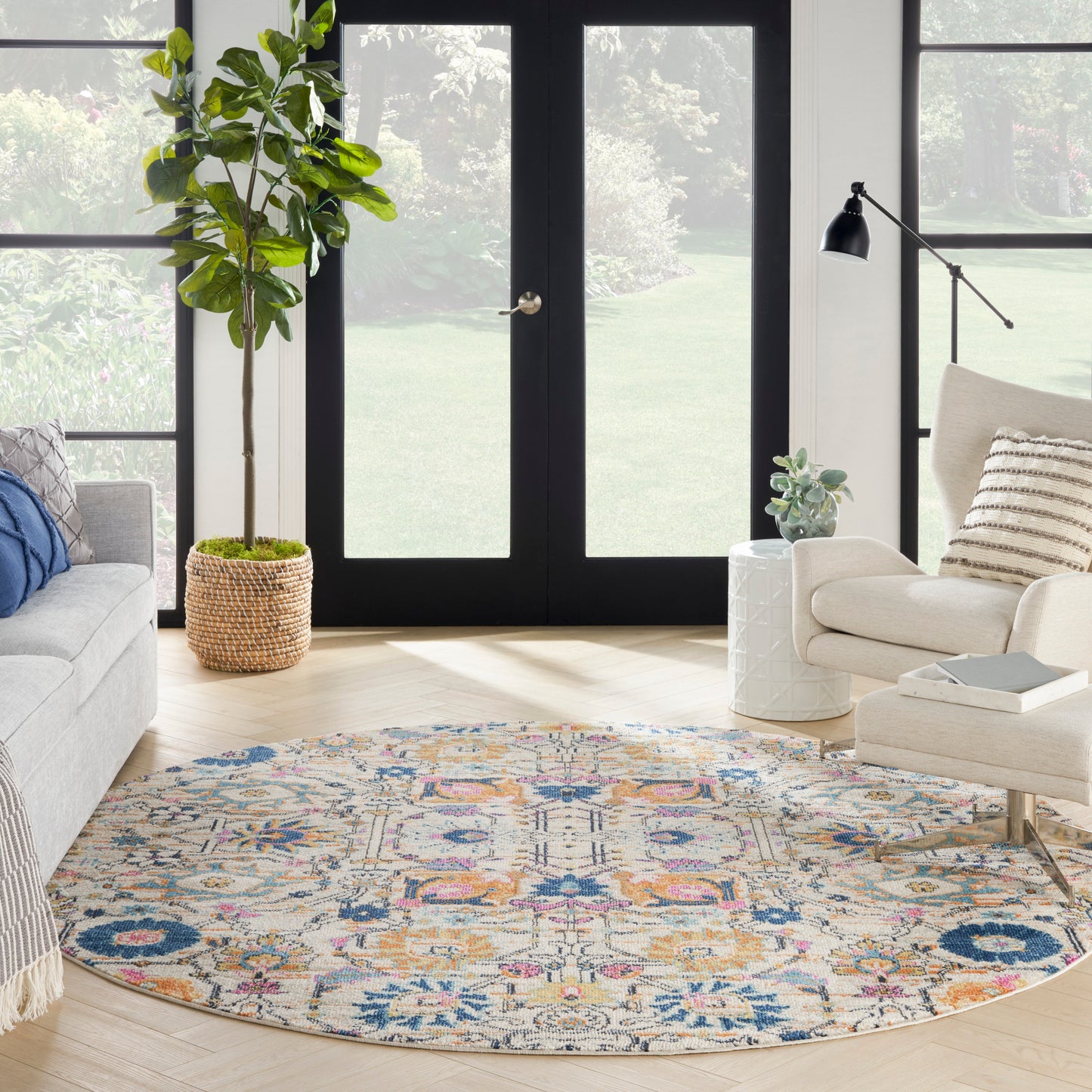 Nourison Passion 8' x Round Ivory/Multi Bohemian Indoor Rug