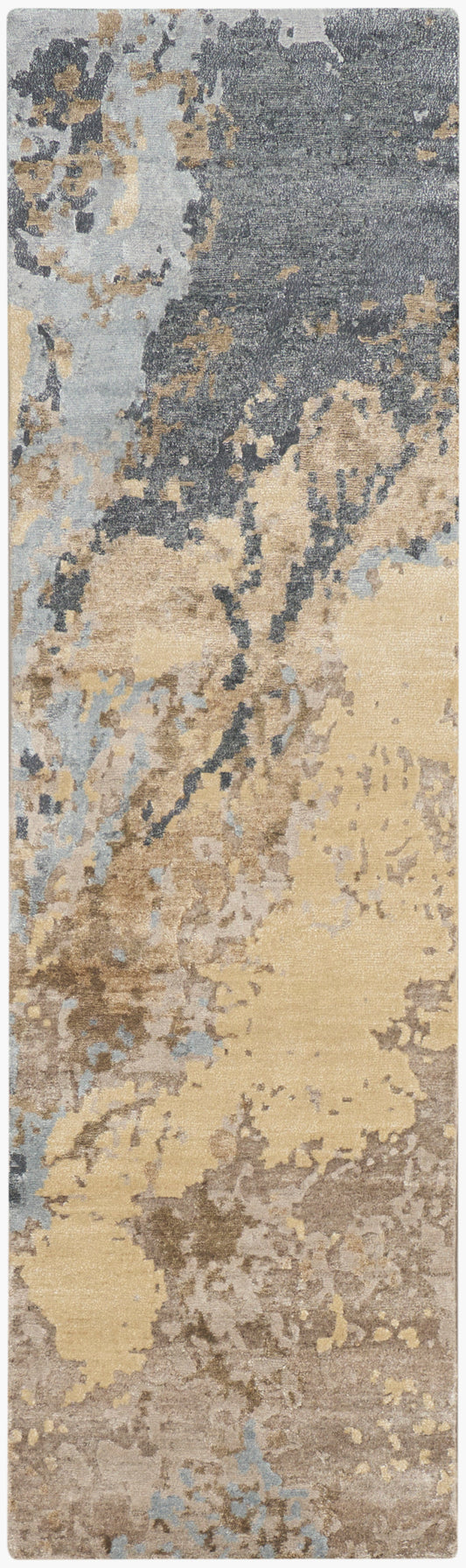 Nourison Silk Shadows 2'3" x 8' Beige Blue Modern Indoor Rug