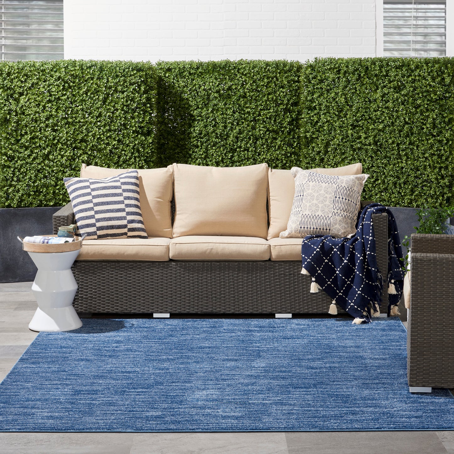 Nourison Nourison Essentials 5' x Square Navy Blue Outdoor Rug