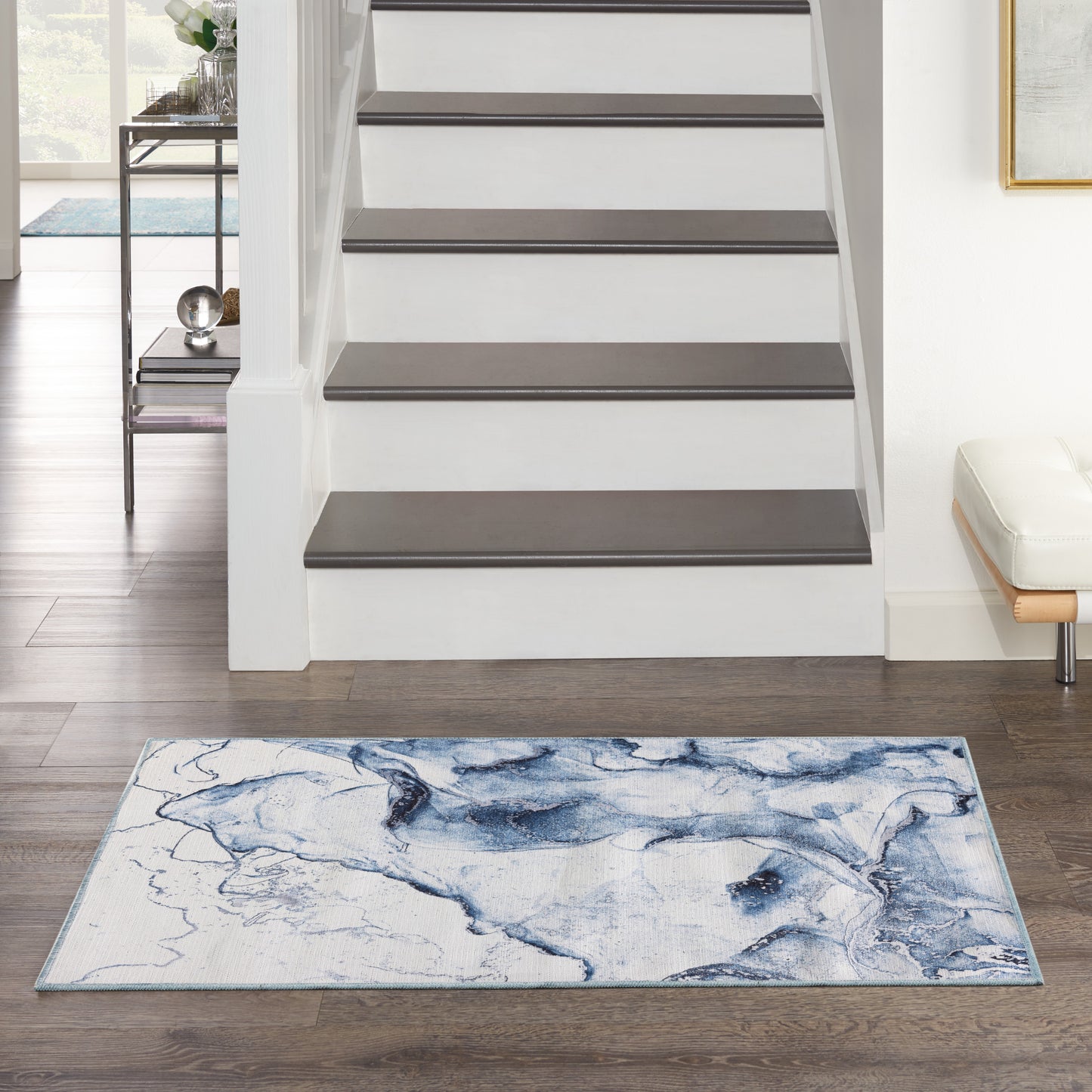 Inspire Me! Home Décor Daydream 2'8" x 4' Ivory Blue Modern Indoor Rug