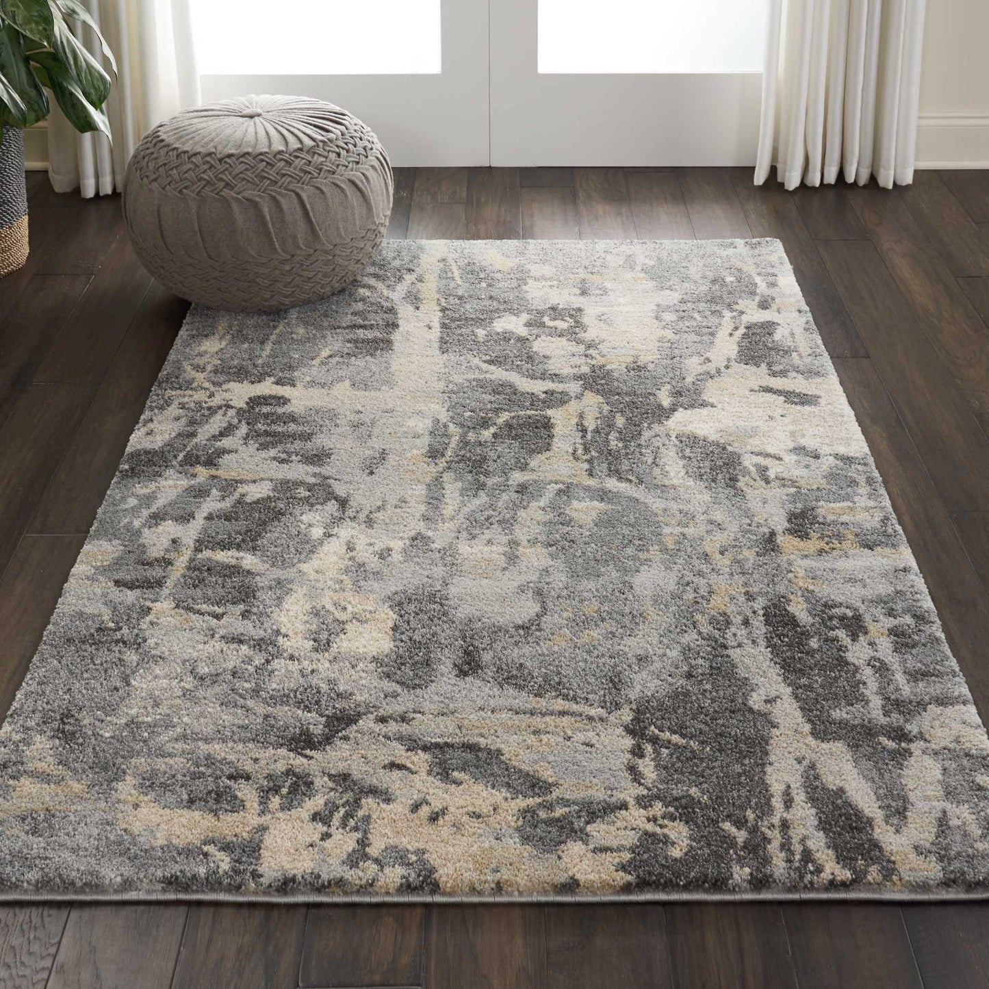 Nourison Fusion 4' x 6' Grey Modern Indoor Rug