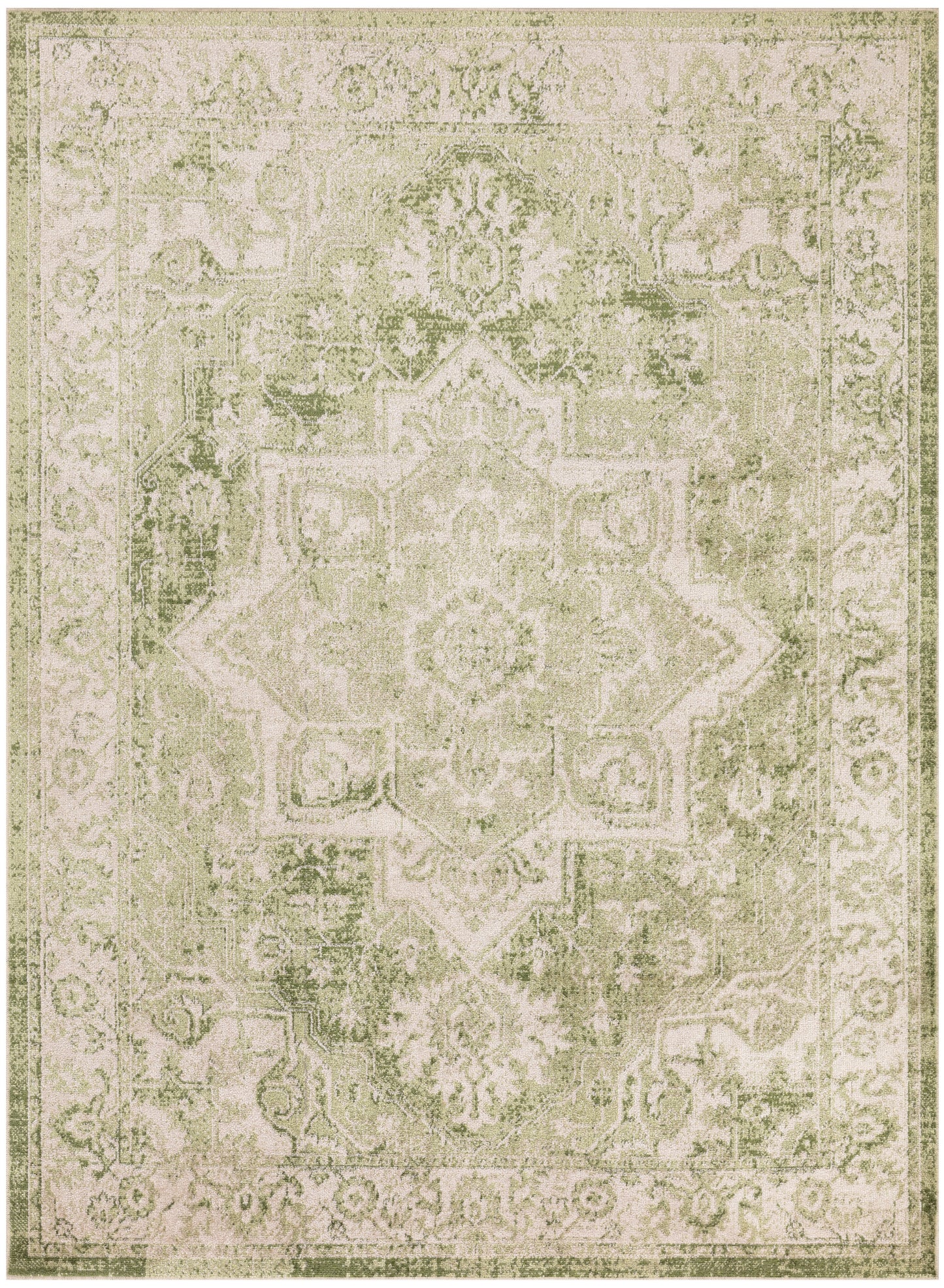 Nourison Astra Machine Washable 4' x 6' Ivory Green Vintage Indoor Rug