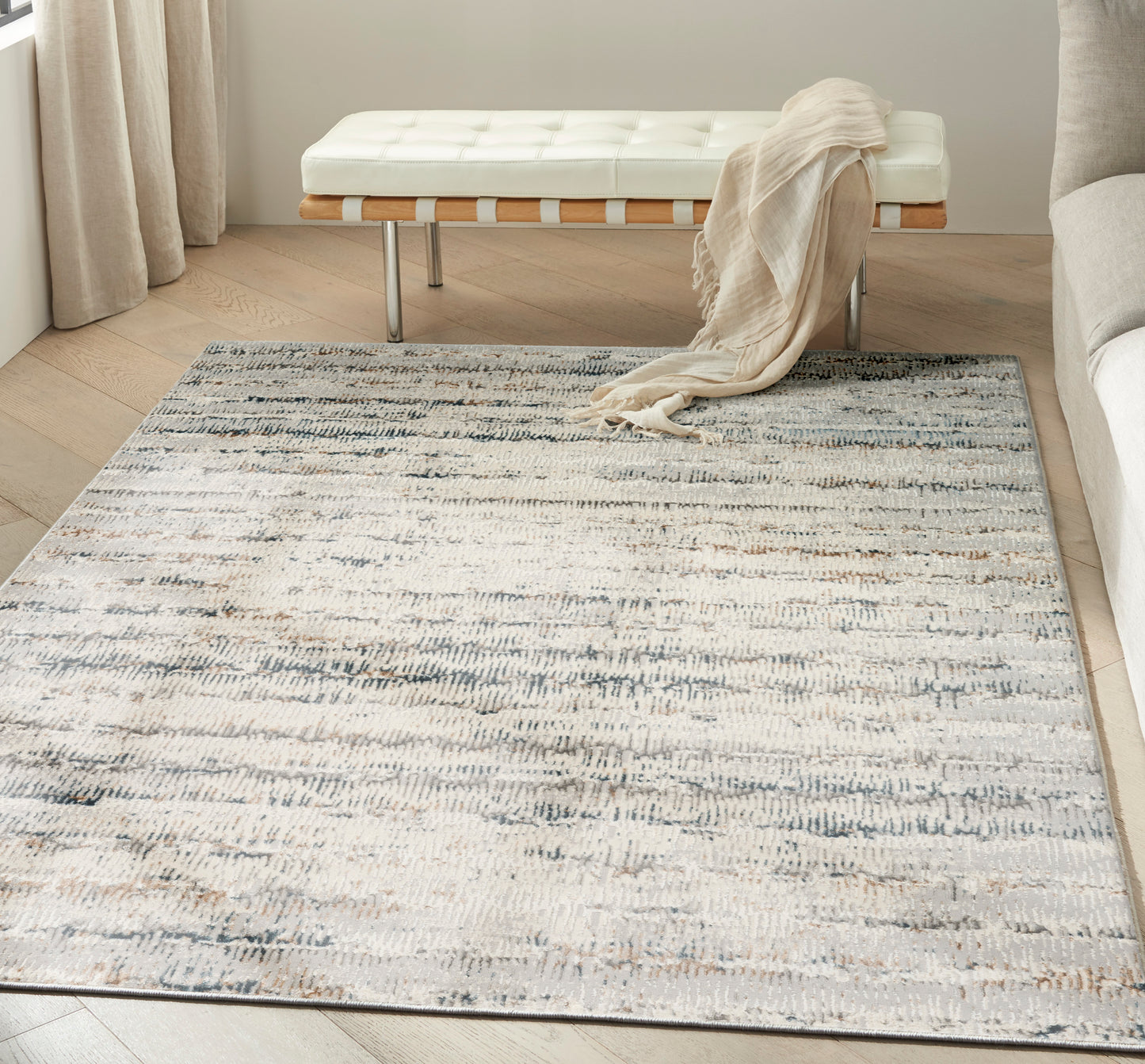 Calvin Klein CK073 Compass 7'10" x 9'10" Ivory Multicolor Modern Indoor Rug