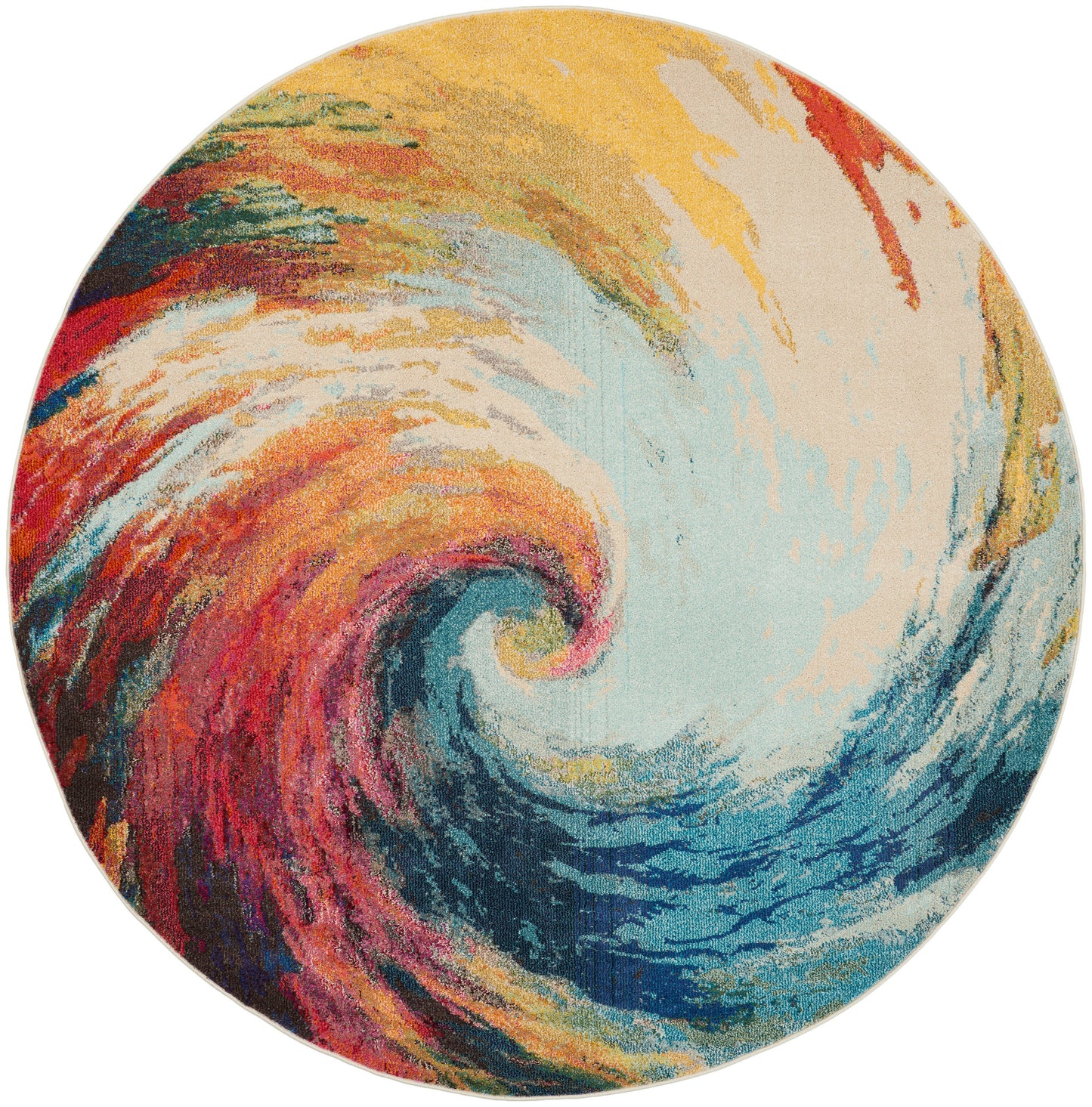 Nourison Celestial 7’10” x Round Wave Modern Indoor Rug