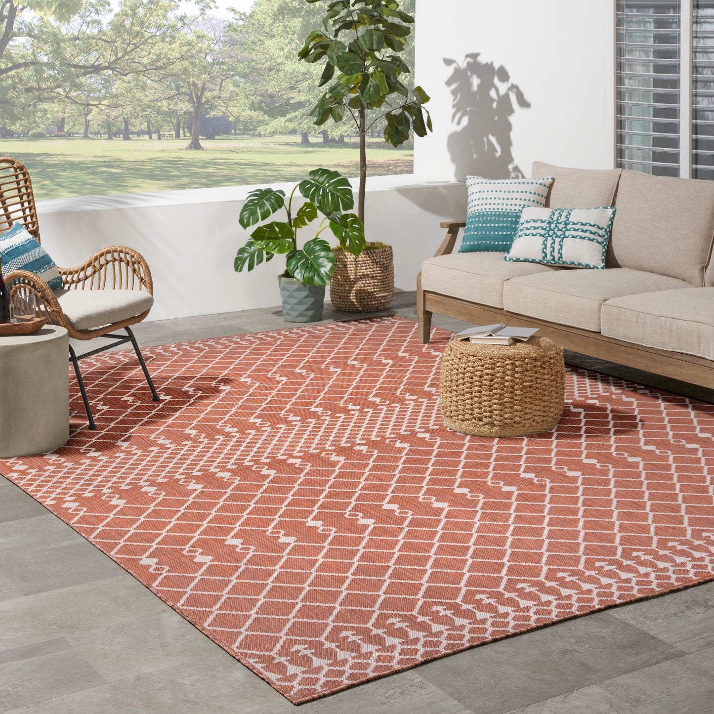 Nourison Positano 8' x 10' Terracotta Modern Rug