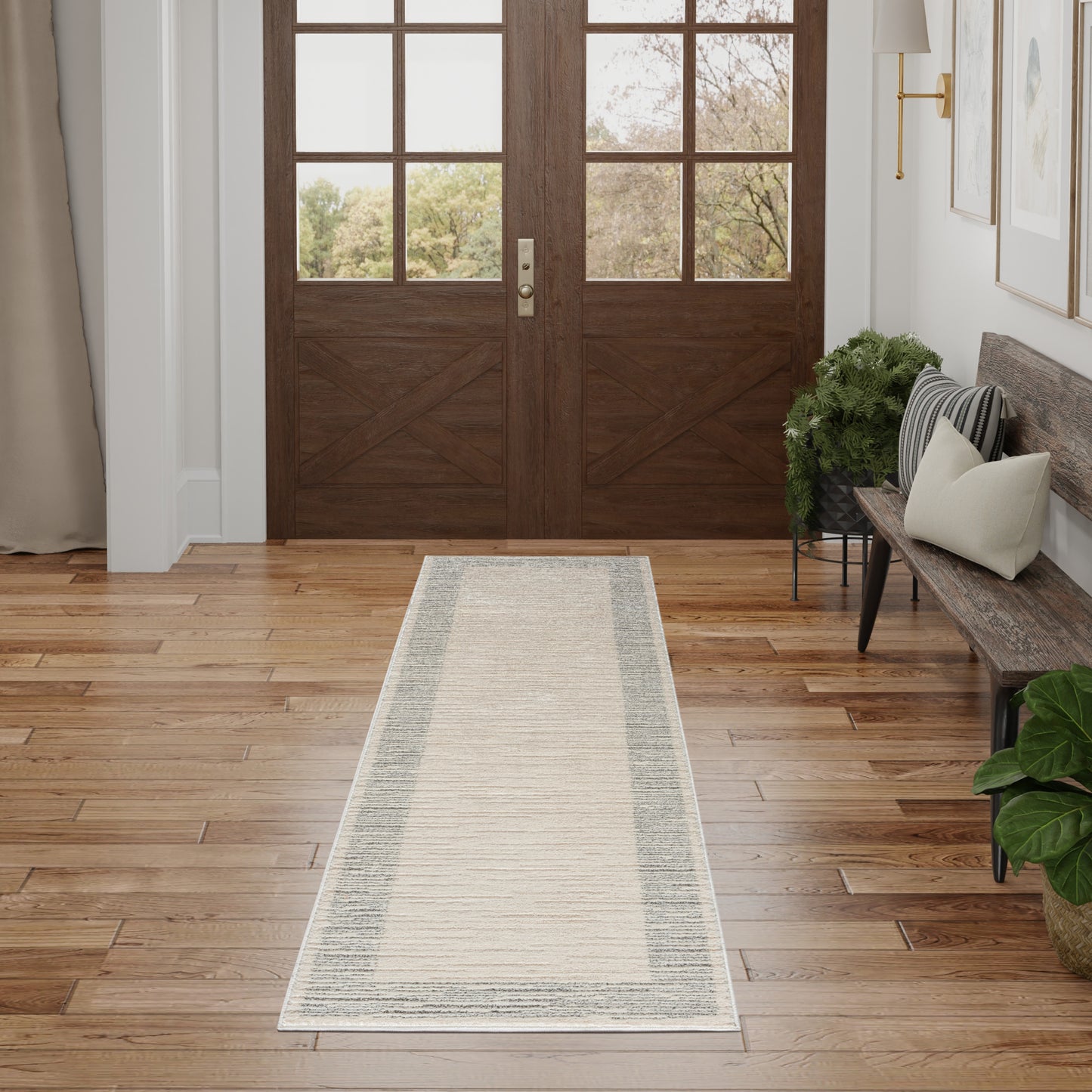 Nourison Andes 2'2" x 7'6" Ivory Grey Scandinavian Indoor Rug