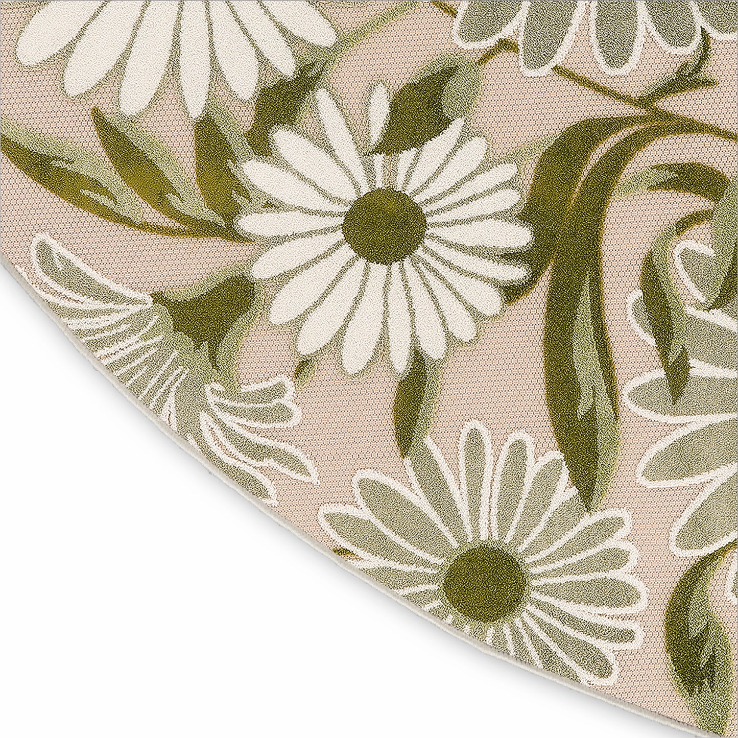 Nourison Aloha 5'3" x Round Ivory Green Outdoor Rug