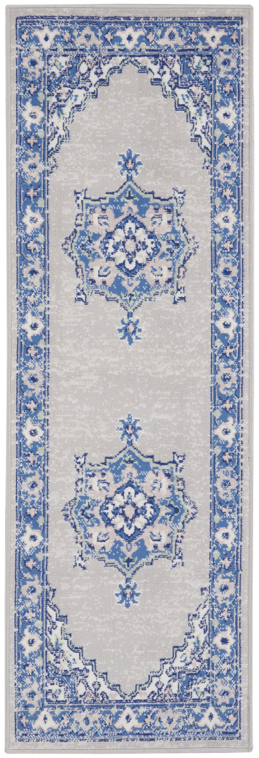 Nourison Whimsicle 2' x 8' Grey Blue Farmhouse Indoor Rug