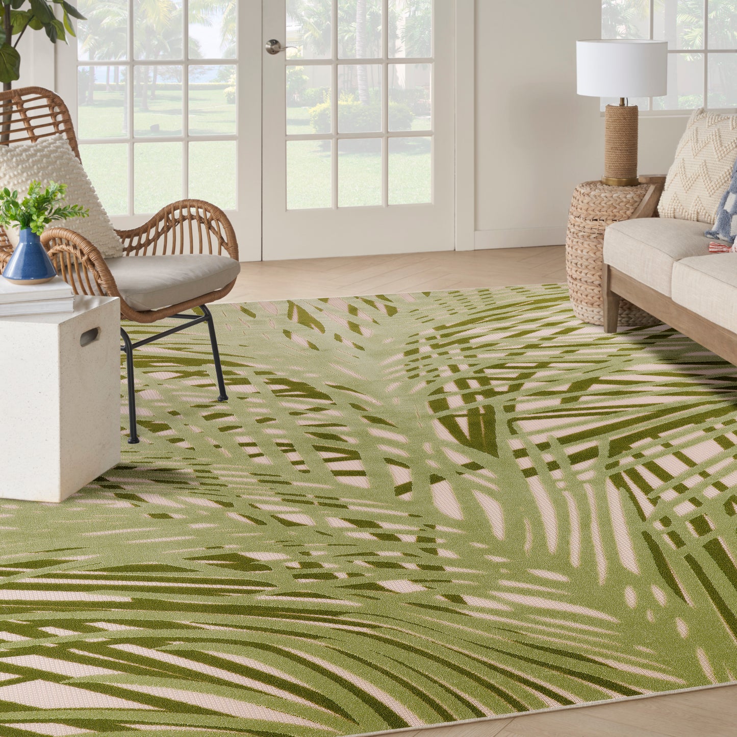 Nourison Aloha 9' x 12' Ivory Green Outdoor Rug