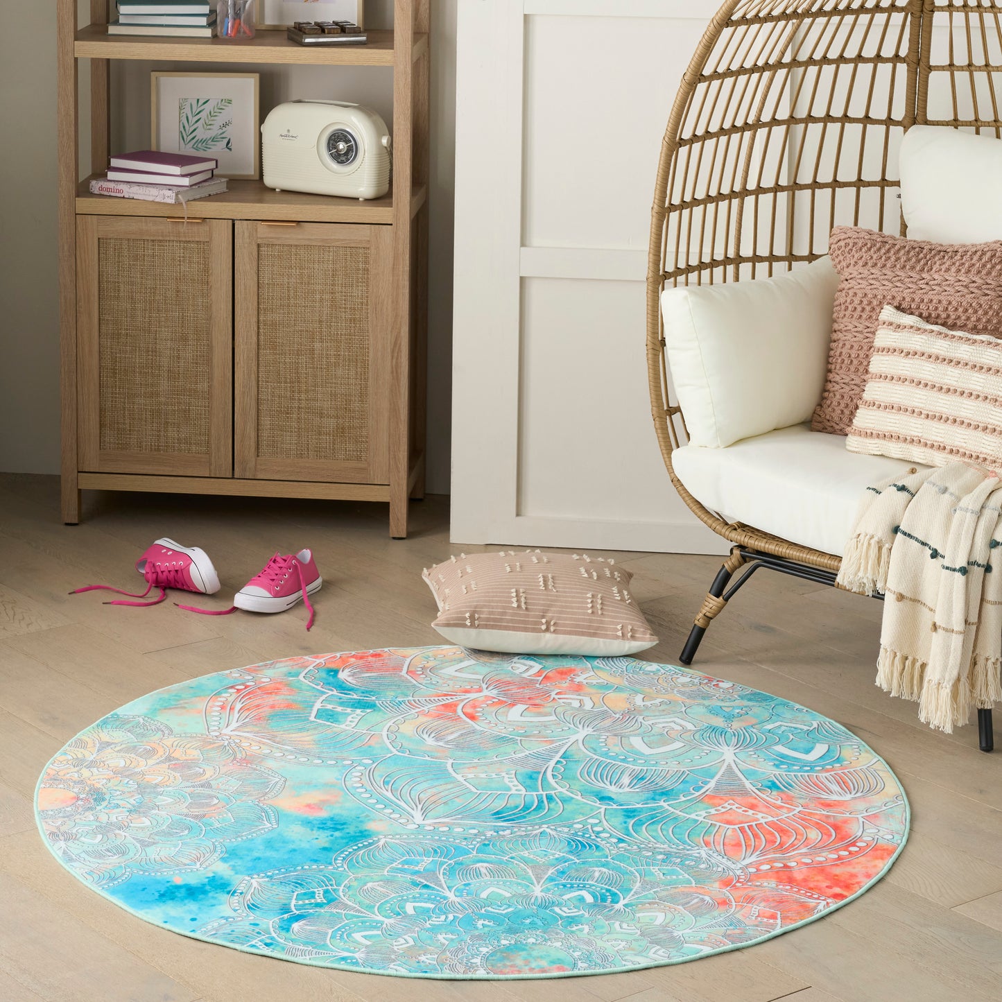 Nourison Imagination 5' x Round Multicolor Kids Indoor Rug