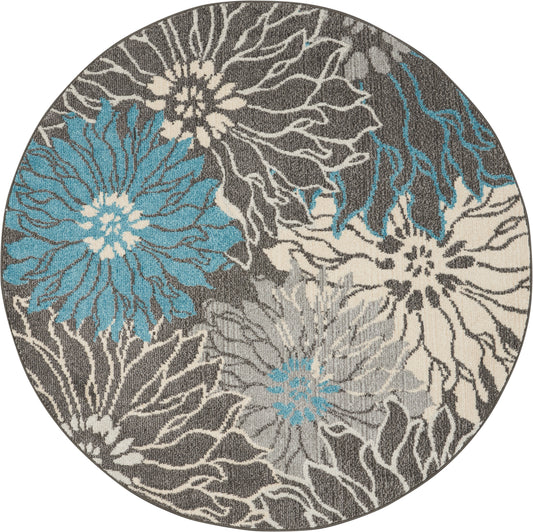 Nourison Passion 4' x Round Charcoal Blue Contemporary Indoor Rug