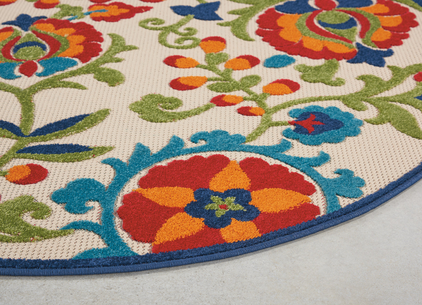 Nourison Aloha 4' x Round Multicolor Farmhouse Rug