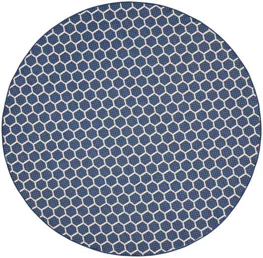 Nourison Twist Reversible 8' x Round Navy Modern Rug