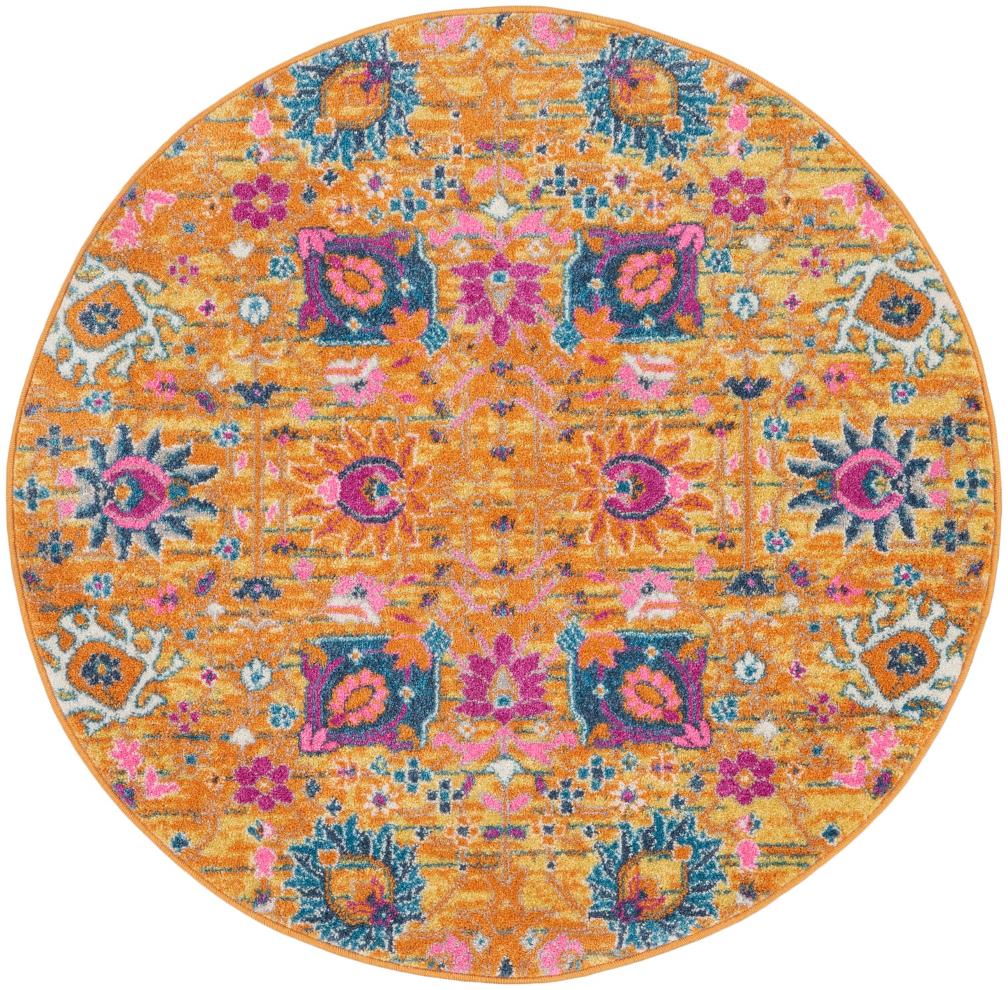 Nourison Passion 4' x Round Sunburst Bohemian Indoor Rug