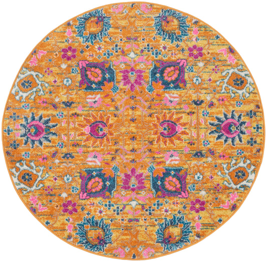 Nourison Passion 4' x Round Sunburst Bohemian Indoor Rug