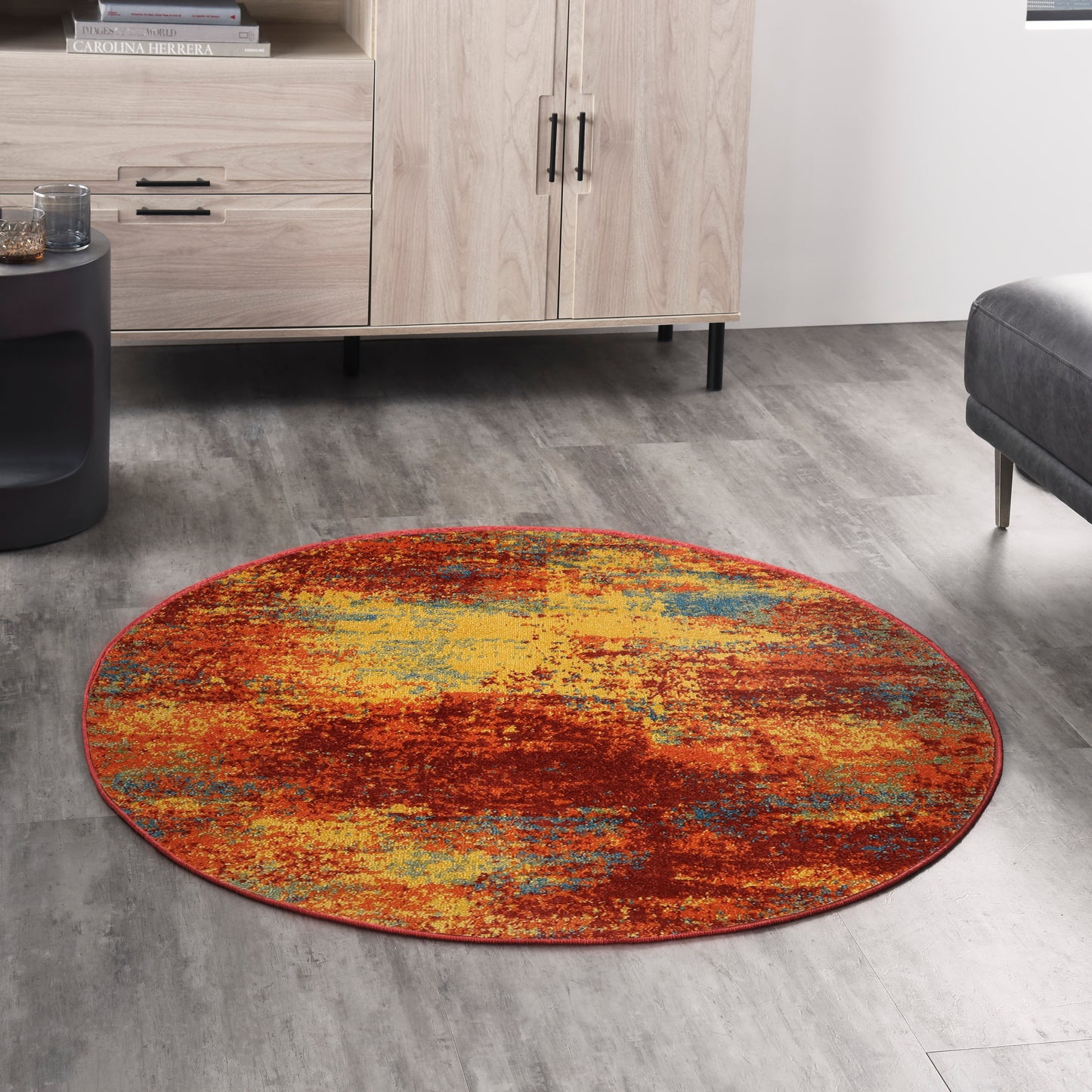 Nourison Nourison Essentials 4' x Round Flame Modern Rug