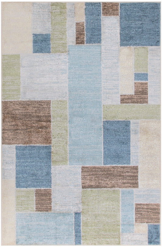 Nourison Astra Machine Washable 3'3" x 5' Blue Green Multi Modern Indoor Rug