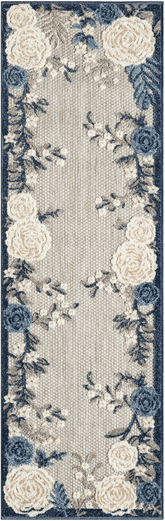 Nourison Aloha 2' x 6' Blue Grey Outdoor Rug