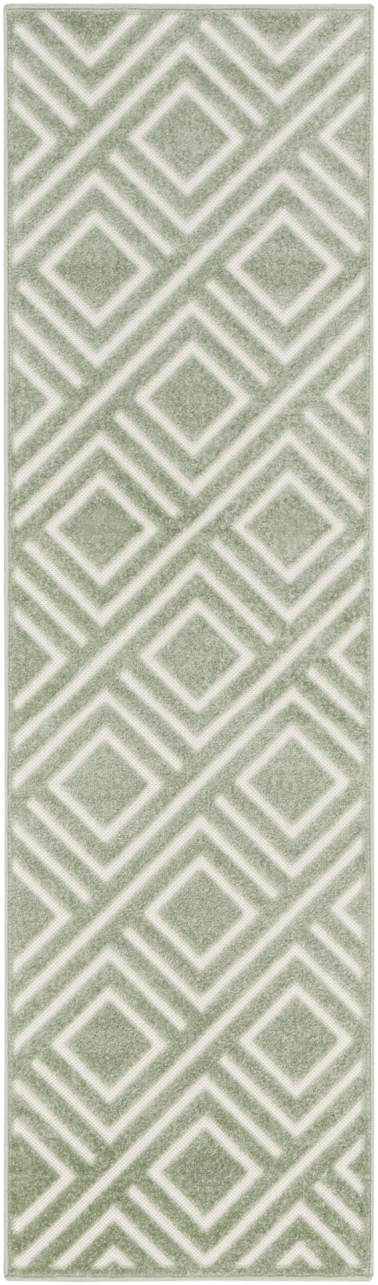 Nourison Care Free 2' x 6' Green Modern Indoor Rug