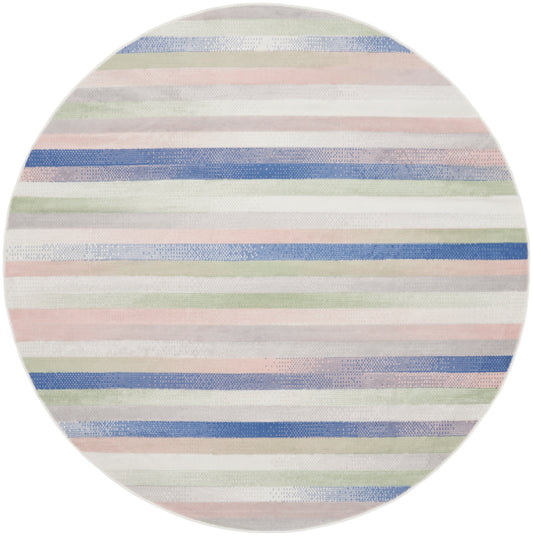 Nourison Whimsicle 8' x Round Ivory Multicolor Modern Indoor Rug