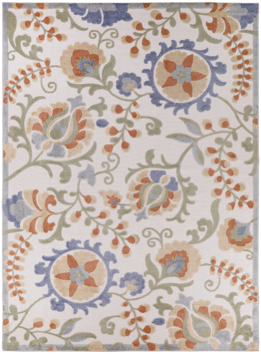 Nourison Aloha 9' x 12' Ivory Blue Outdoor Rug