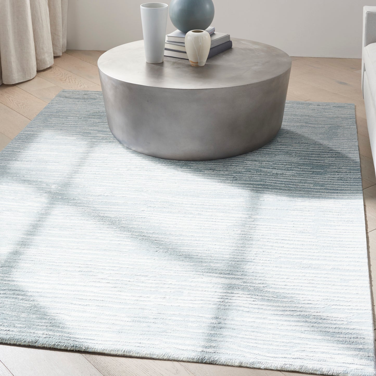 Calvin Klein CK010 Linear 3'9" x 5'9" Light Blue Modern Indoor Rug