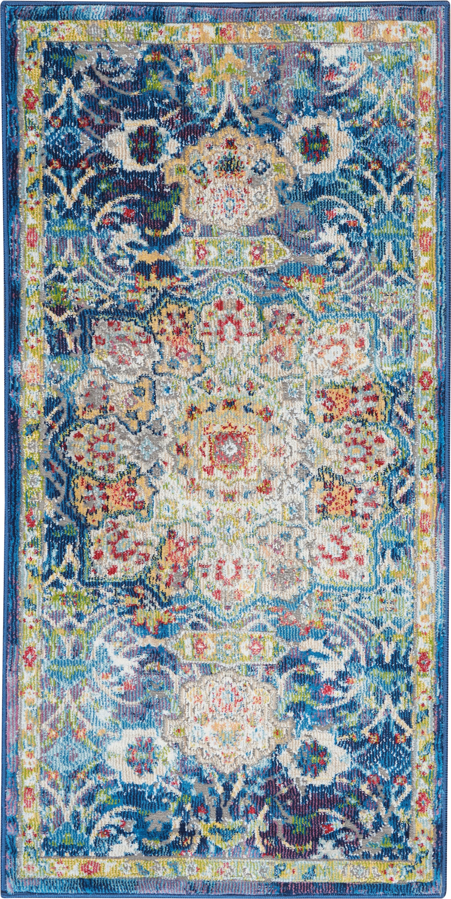 Nourison Ankara Global 2' x 4' Blue Vintage Indoor Rug