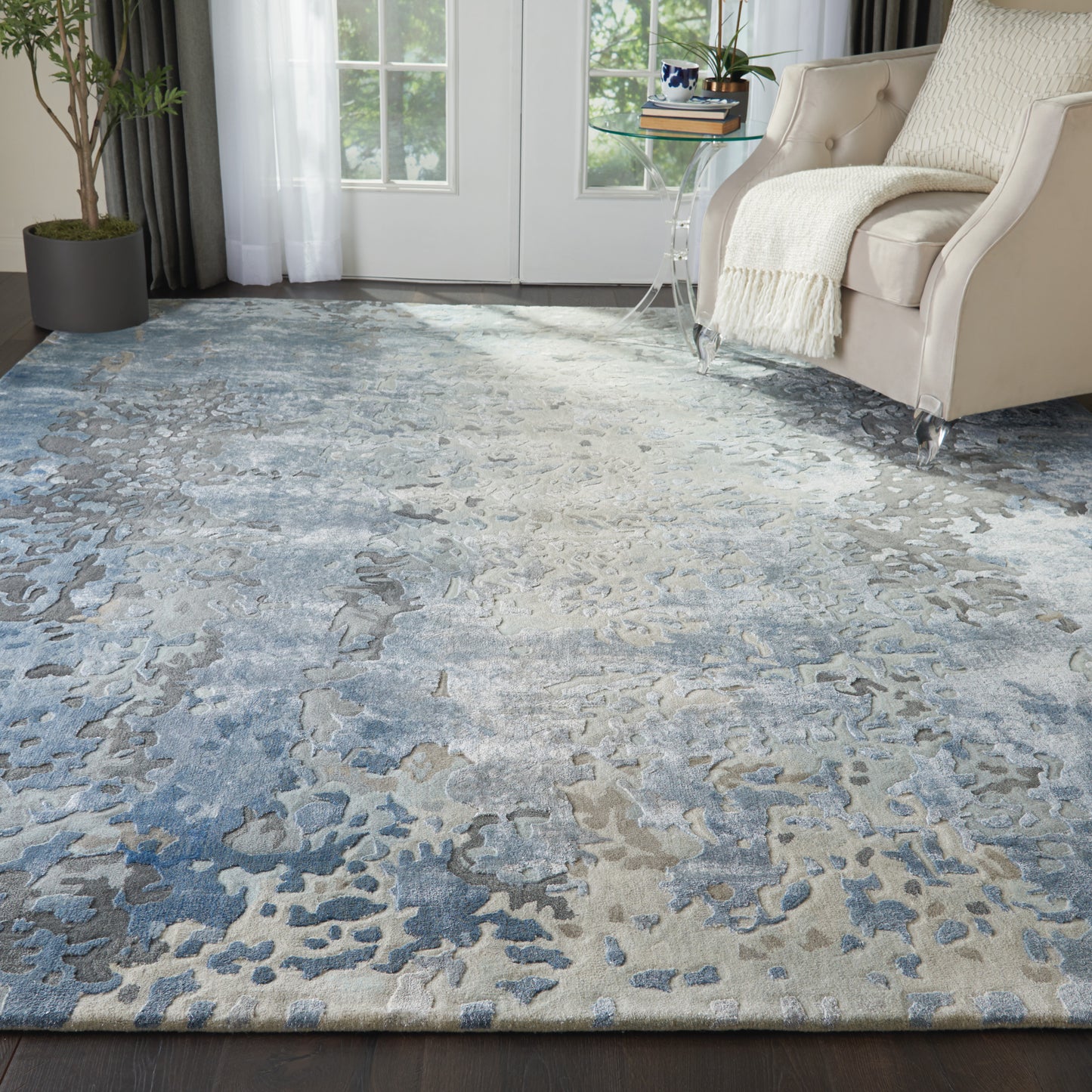 Nourison Prismatic 7'9" x 9'9" Denim Modern Indoor Rug