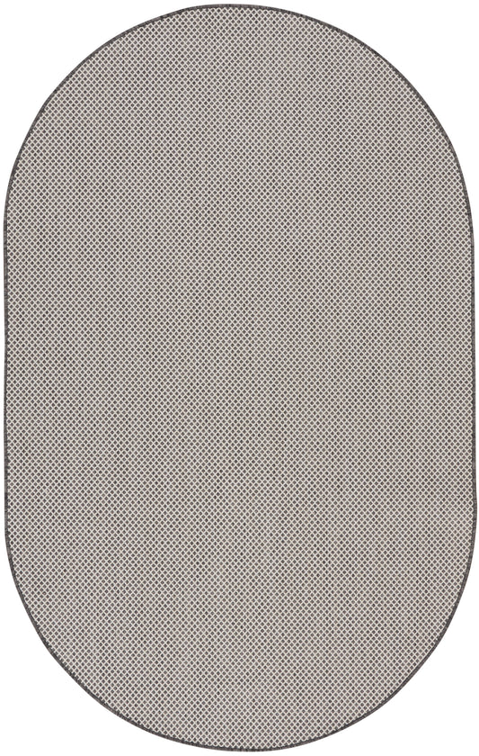 Nourison Courtyard 5' x 8' Oval Ivory/Charcoal Modern Rug