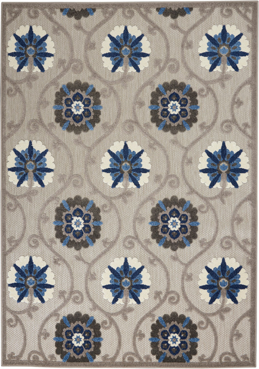 Nourison Aloha 5'3" x 7'5" Grey Blue Contemporary Rug