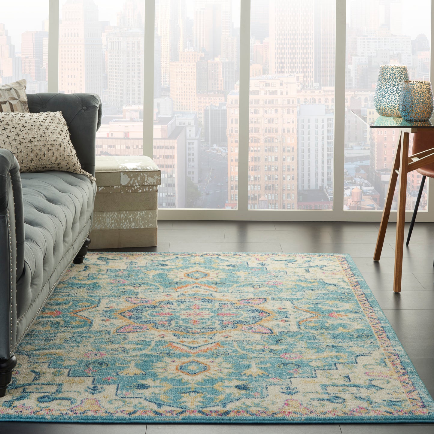 Nourison Passion 5'3" x 7'3" Ivory/Light Blue Bohemian Indoor Rug