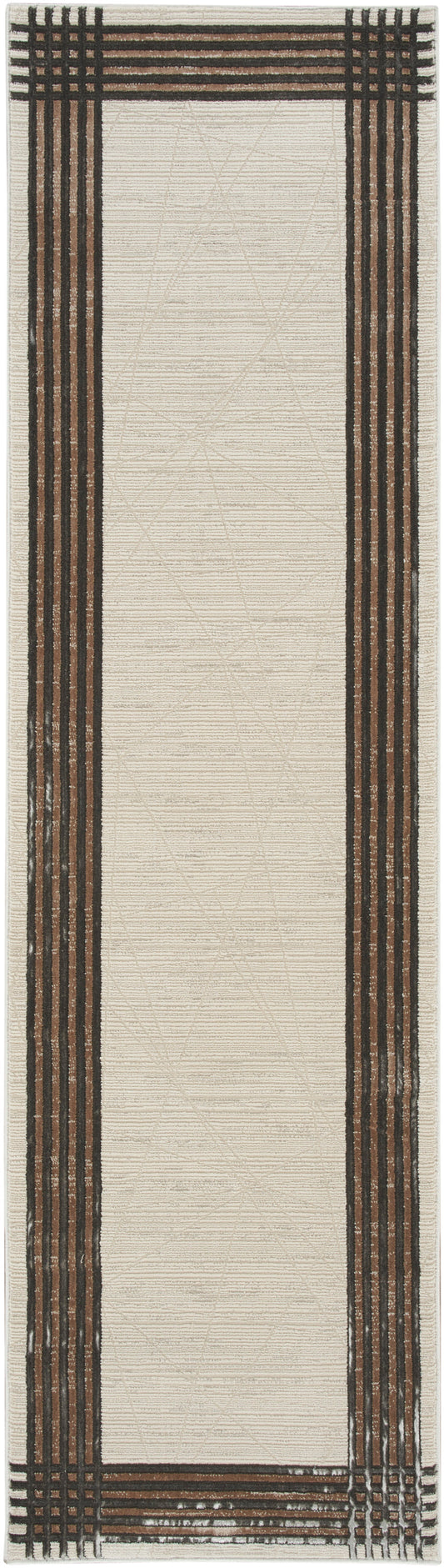 Nourison Desire 2'3" x 7'6" Ivory Silver Modern Indoor Rug