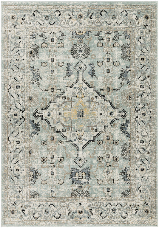 Nourison Washable Decor 9' x 12' Blue Taupe Vintage Indoor Rug