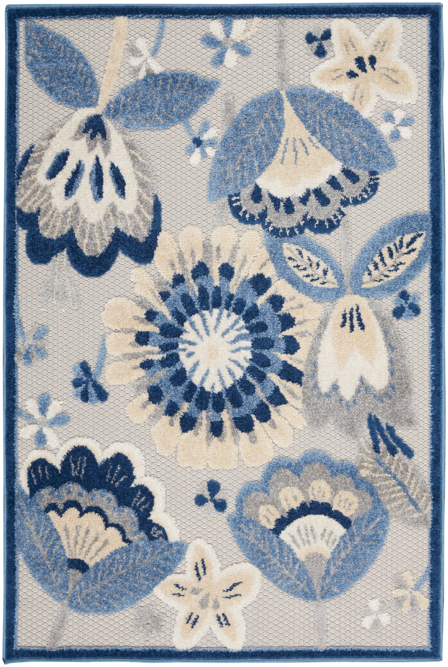 Nourison Aloha 2'8" x 4' Blue Grey Contemporary Rug