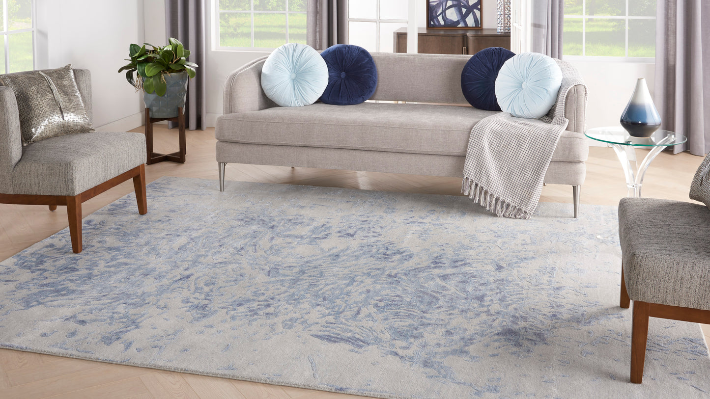 Nourison Silk Shadows 7'9" x 9'9" Grey Blue Modern Indoor Rug