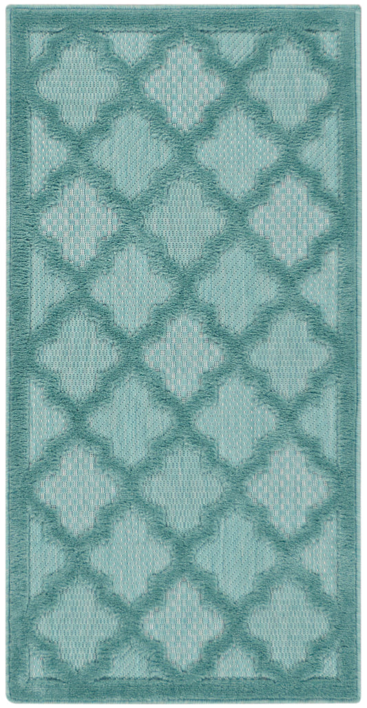 Nourison Easy Care 2' x 4' Aqua Teal Modern Rug