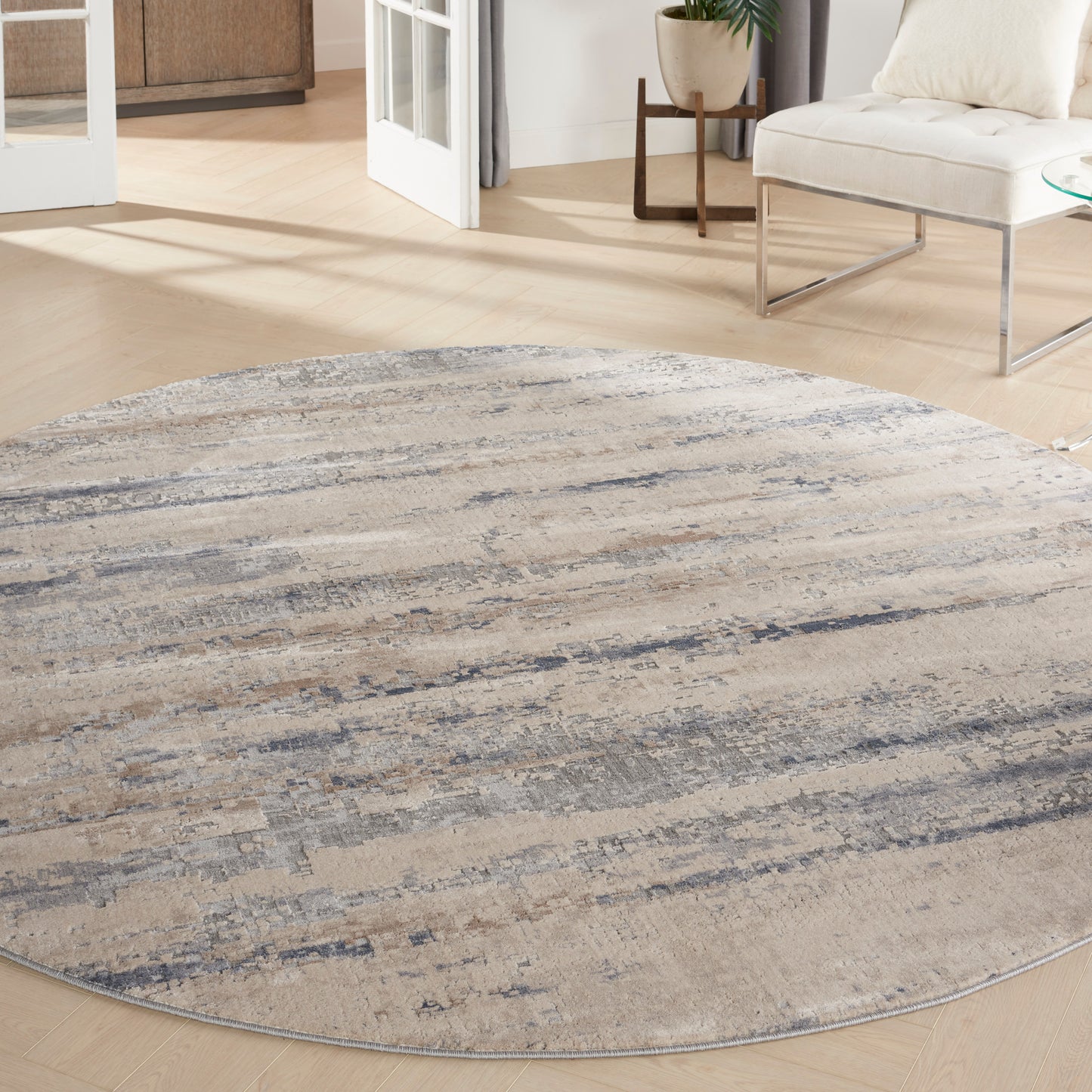 Nourison Rustic Textures 7’10” x Round Beige Grey Modern Indoor Rug