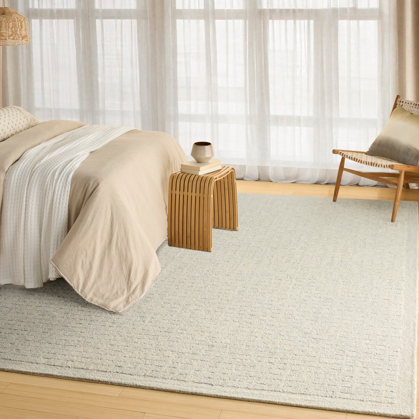 DKNY Pure Grids 8'6" x 11'6" Light Blue Contemporary Indoor Rug