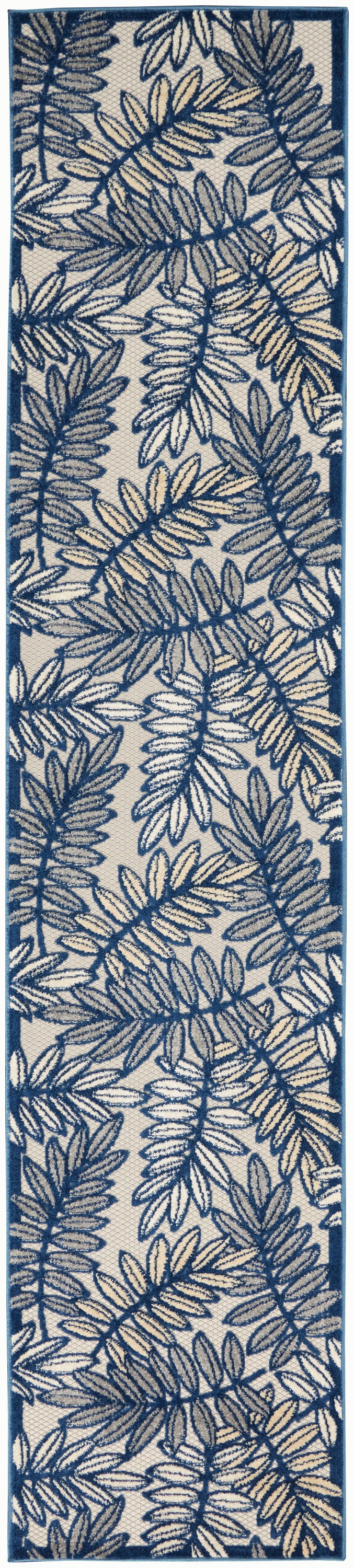 Nourison Aloha 2'3" x 12' Ivory/Navy Tropical Rug