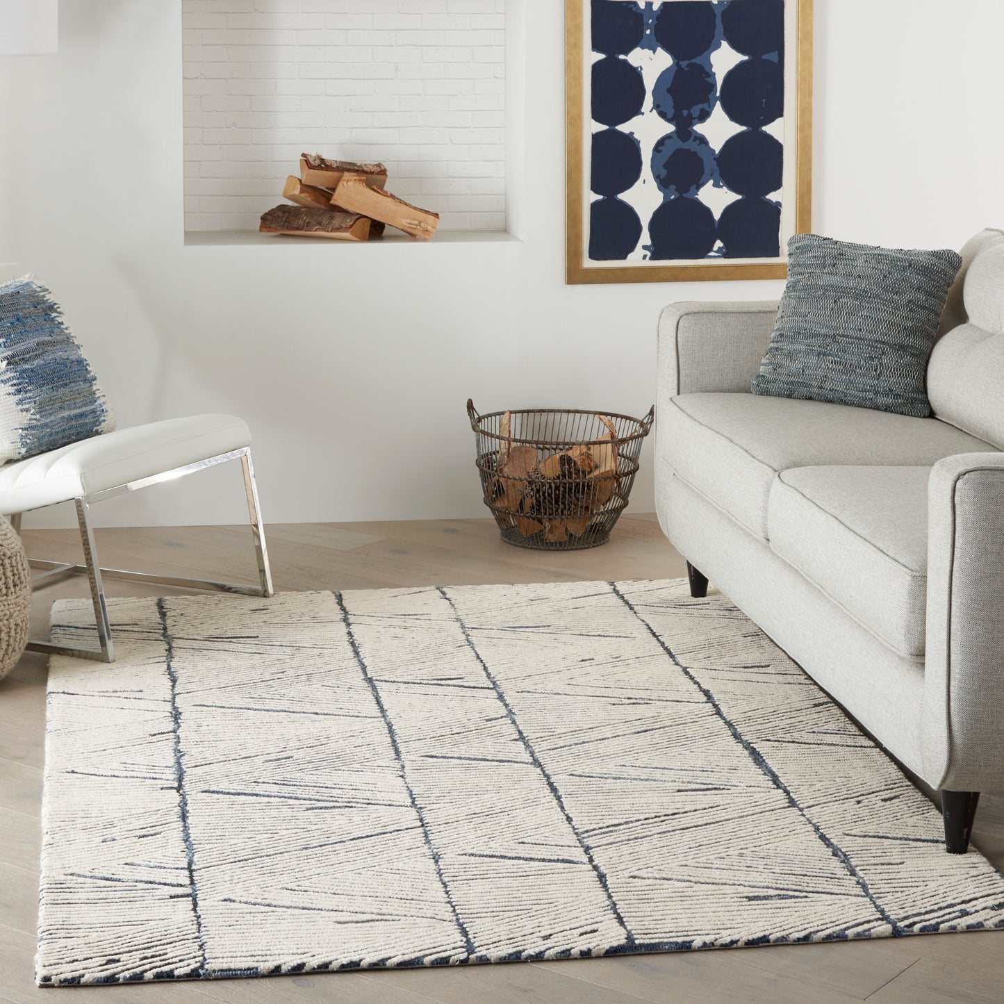 Nourison Colorado 3'9" x 5'9" White Blue Modern Indoor Rug