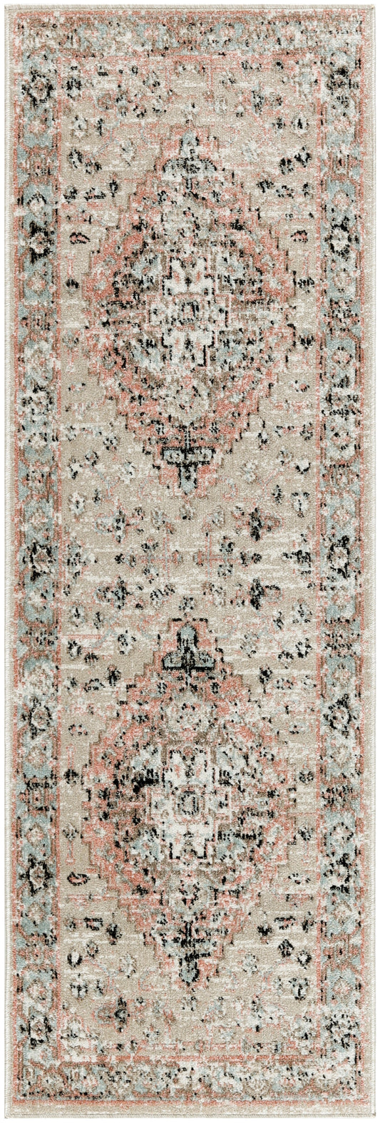 Nourison Washable Decor 2' x 6' Peach Vintage Indoor Rug