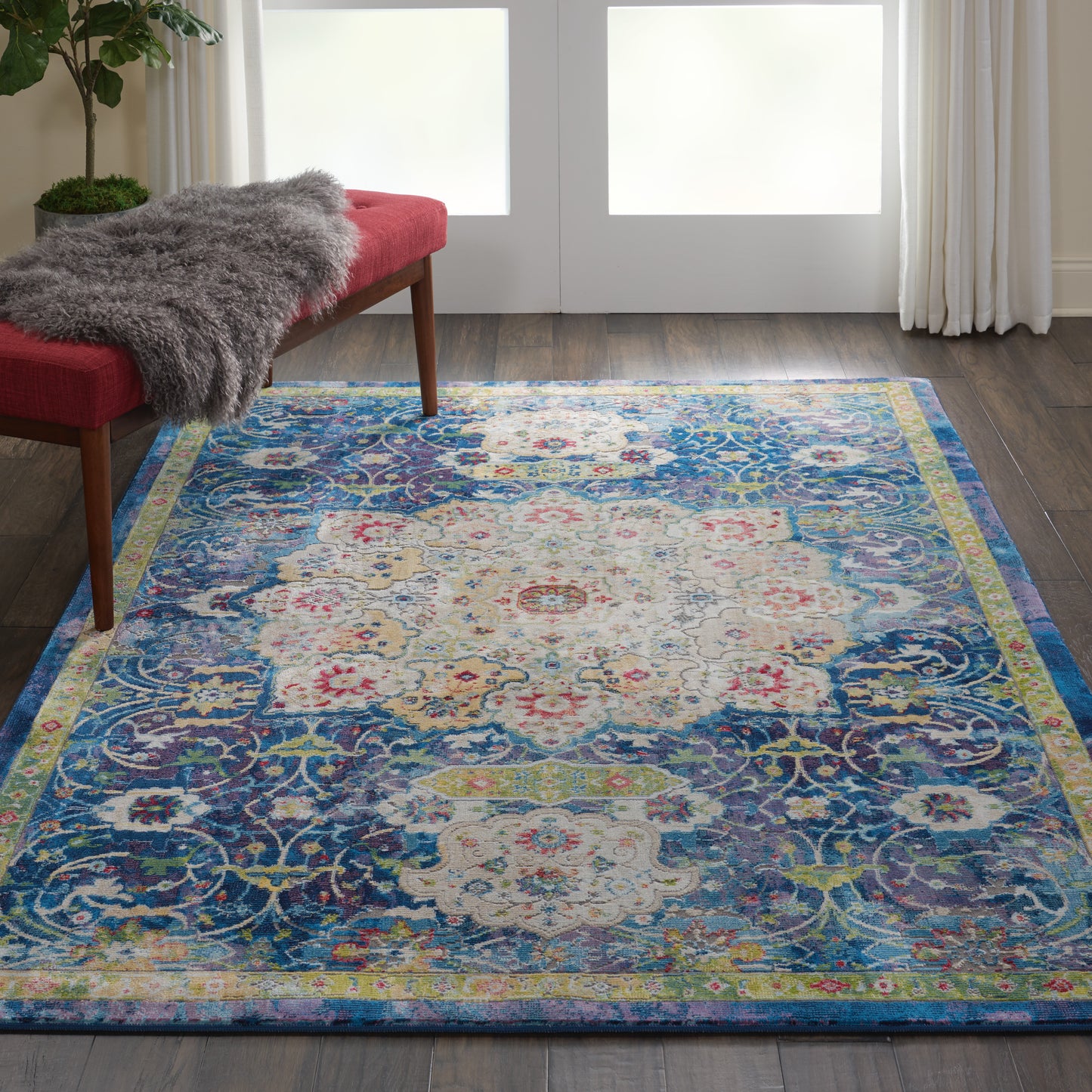 Nourison Ankara Global 4' x 6' Blue Vintage Indoor Rug